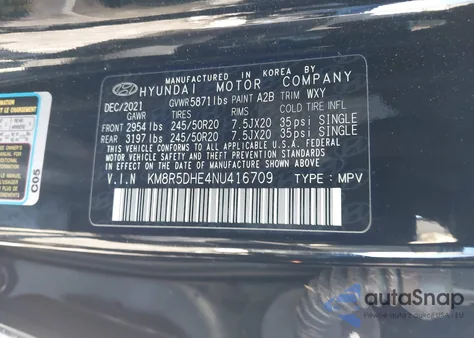 2022 Hyundai Palisade Limited из США, поврежденный, VIN KM8R5DHE4NU416709